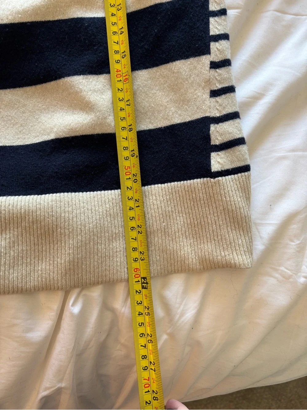 J. Crew Striped Crewneck Cashmere Sweater in Navy and Cream